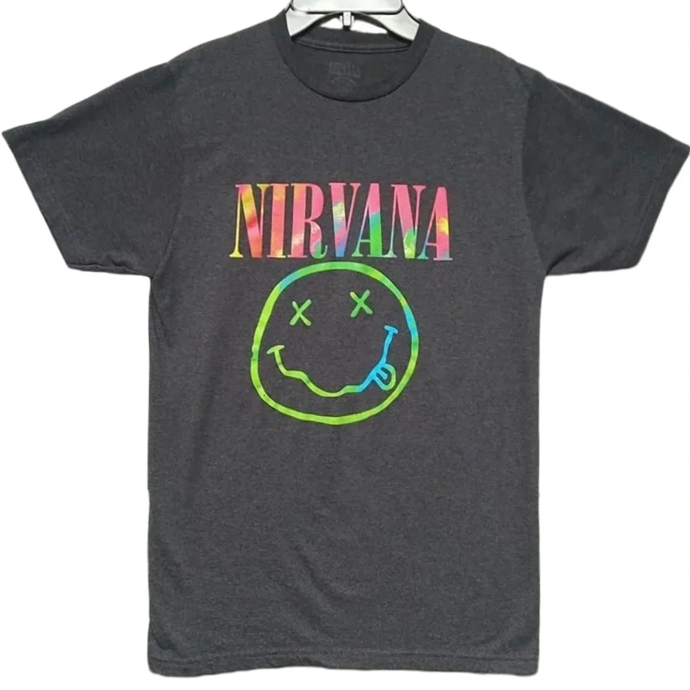 Nirvana Smile Short Sleeve T-shirt Tie Dye Graphic Rock Goth Hippie Retro Grunge - Picture 6 of 12